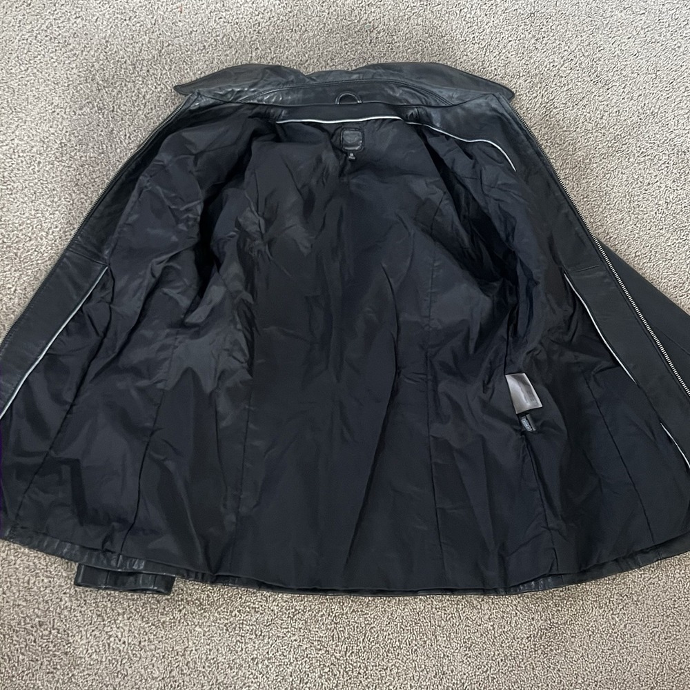 Wilson Leather Jacket Women's M Black Zip Moto Classic Tailored Coat - Picture 3 of 5